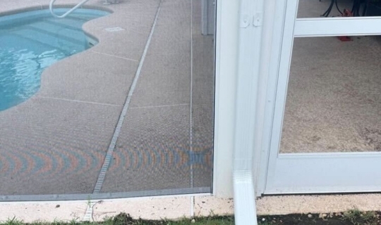 Sunken pool deck lifted in Palm Coast, FL, with foam injection to restore safety and prevent water pooling.
