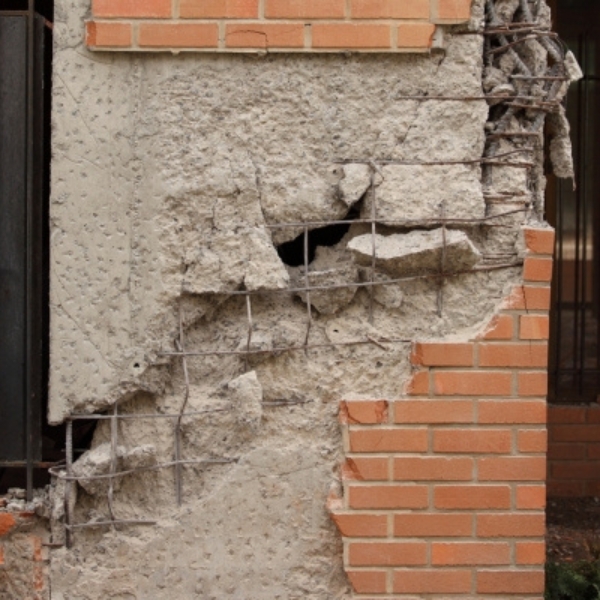 Foundation wall crumbling from weak construction, needing a poor construction foundation solution in Jacksonville, FL.