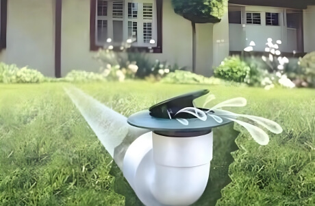 Illustration of an installed downspout extensions inn St. Augustine, FL home, directing roof runoff away.