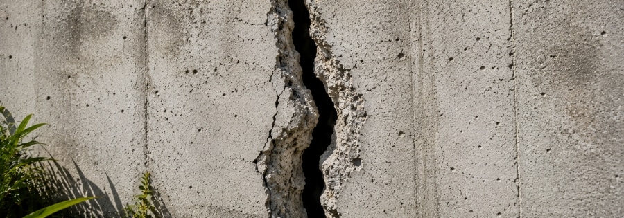 Wide, gaping structural crack in home's foundation wall, a serious type of foundation cracks in Fort Lauderdale, FL.